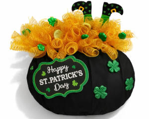 Handmade St. Patrick’s Day Pot of Gold Wreath – Shamrock Front Door Décor