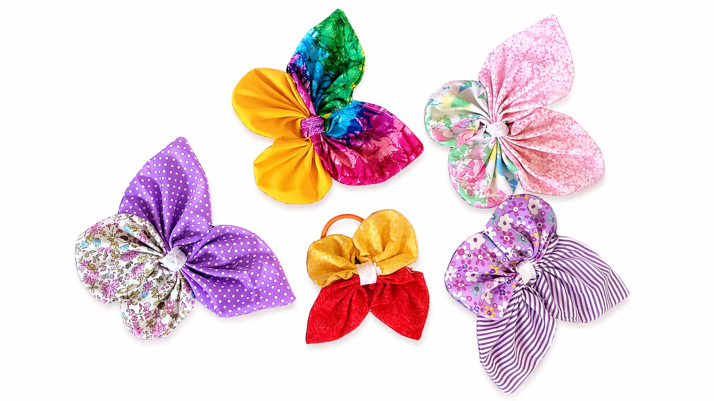 Handmade Butterfly Bow Ponytail Holder – Hair Tie for Kids & Adults