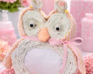 Handmade owl keepsake from baby clothes, soft pink ribbon, memory bear for baby shower or memorial gift