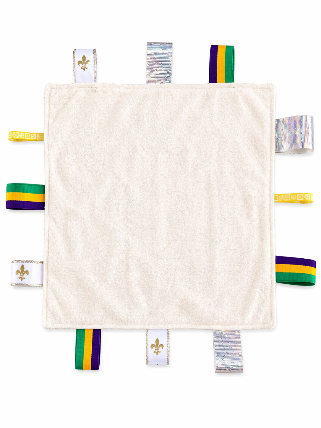 Handmade Baby Sensory Lovey – Ribbon Tag Security Blanket for Newborns