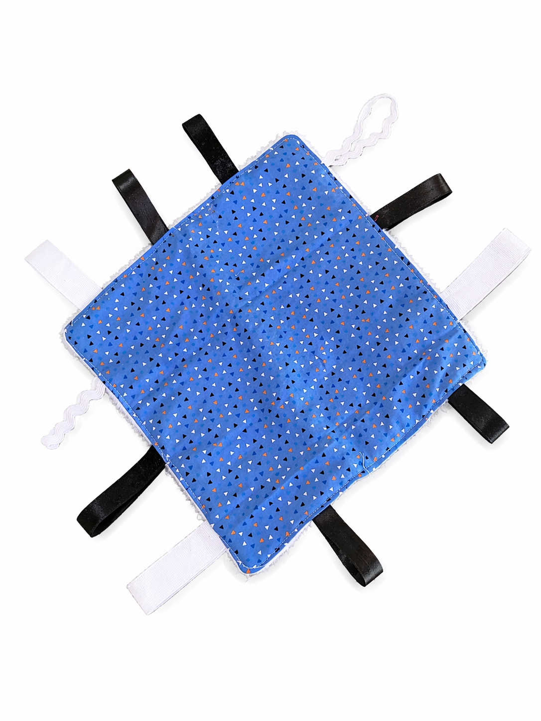 Handmade Baby Sensory Lovey – Ribbon Tag Security Blanket for Newborns