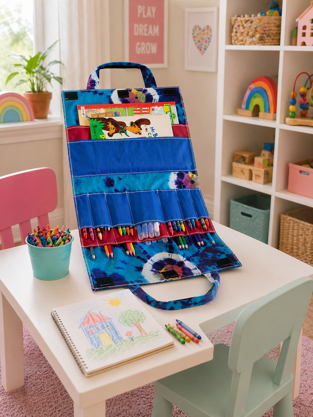 Handmade Kids Art Carry Bag – Travel Coloring & Activity Organizer Tote