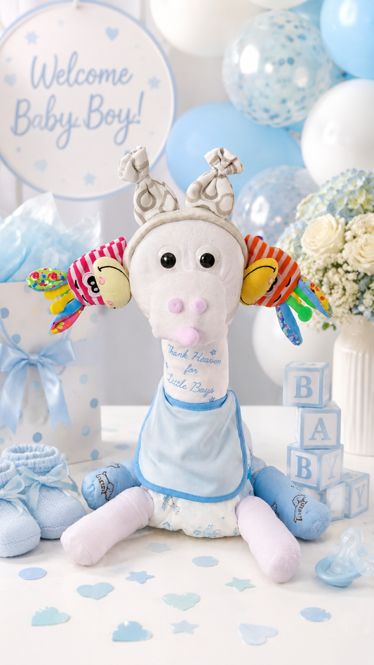 Giraffe Diaper Cake – Handmade Safari Baby Shower Gift