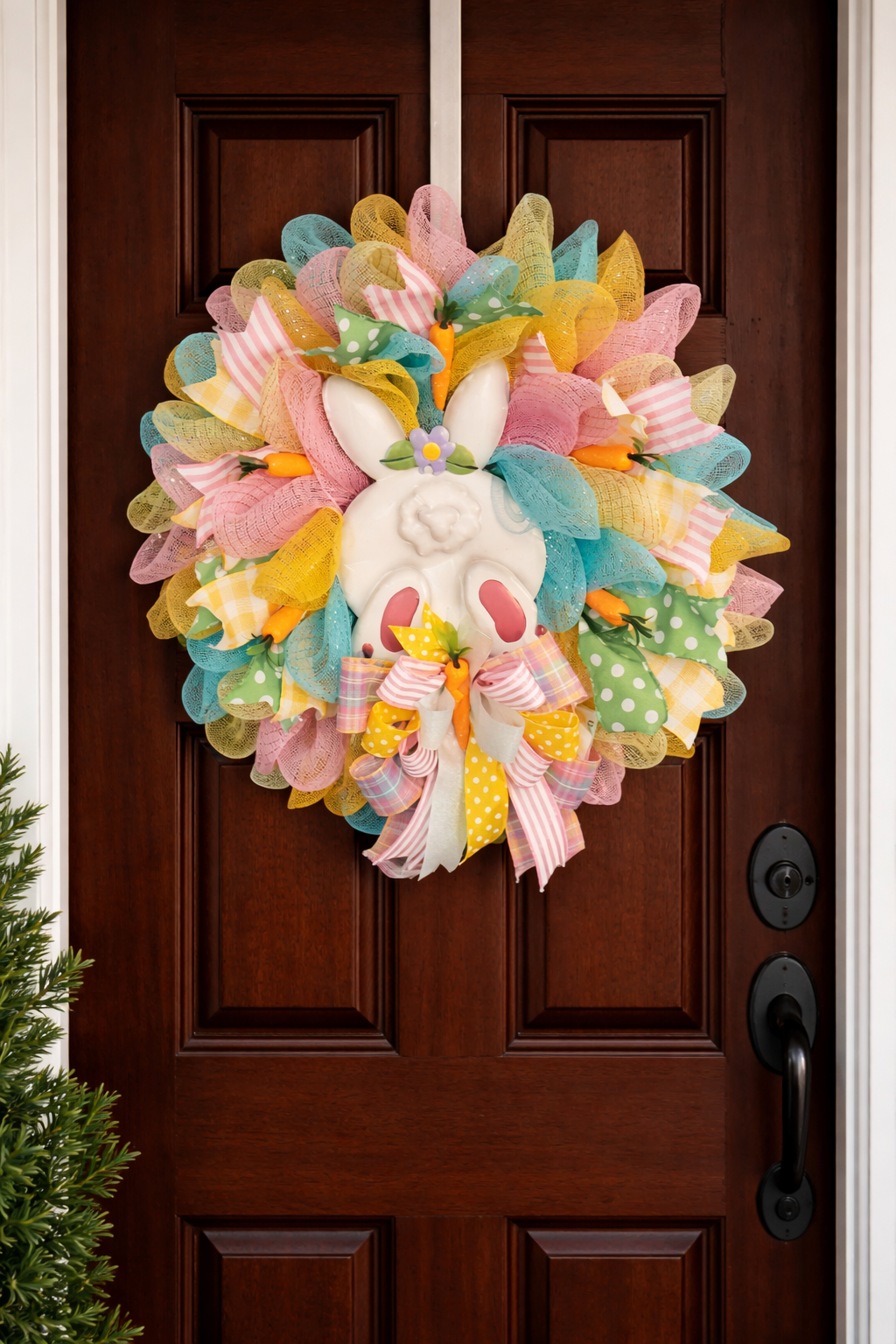Handmade Easter Bunny Butt Wreath – Pastel Spring Front Door Décor