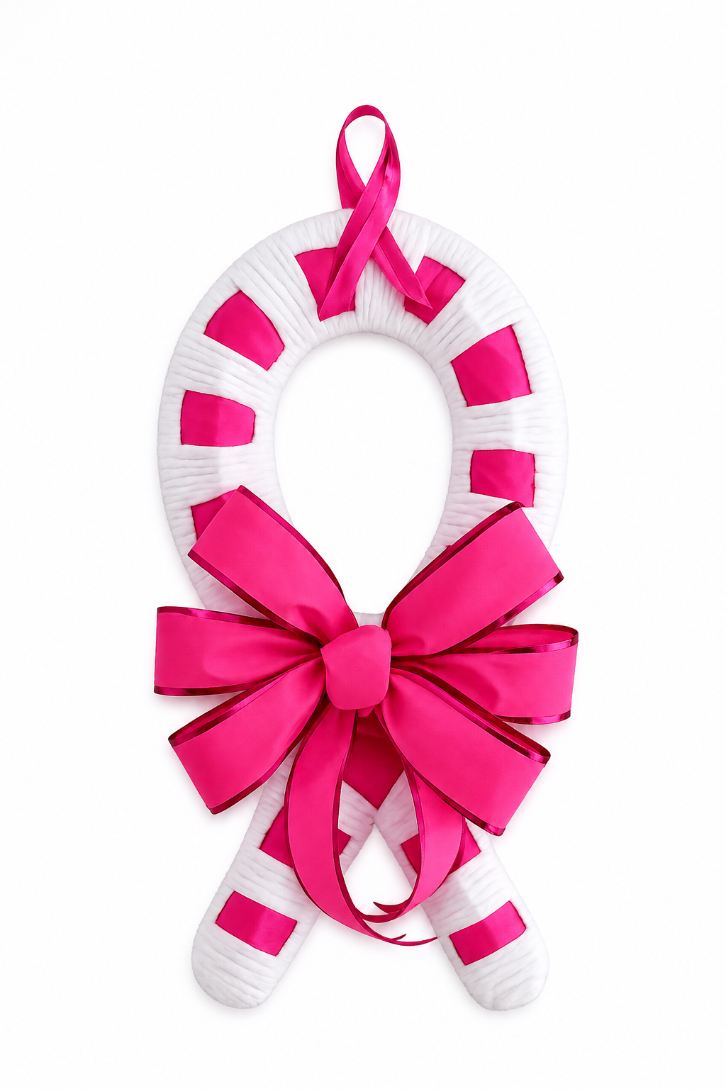 Pink Ribbon Wreath – Breast Cancer Awareness Front Door Decor