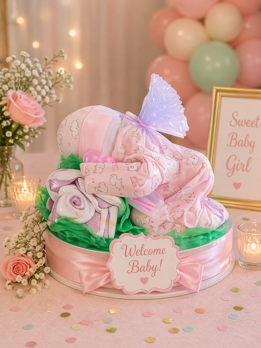 Baby Girl Diaper Cake Gift Set