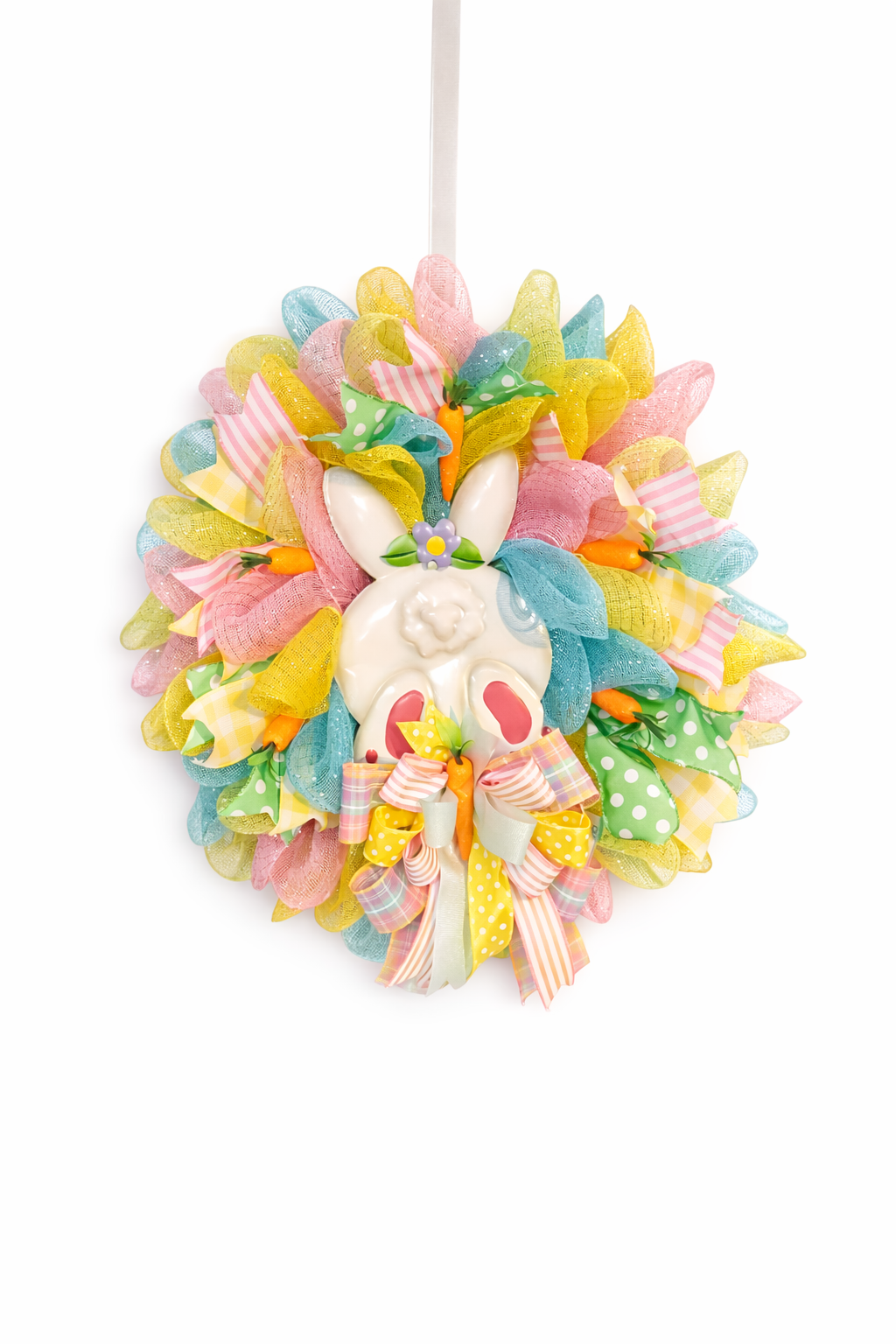 Handmade Easter Bunny Butt Wreath – Pastel Spring Front Door Décor