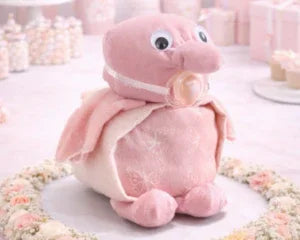 Pink plush elephant memory keepsake made from baby clothing, perfect for baby shower gifts or memorial bears
