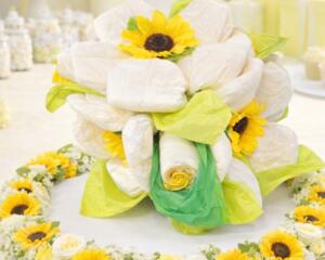 Handmade Sunflower Diaper Cake Bouquet Baby Shower Gift