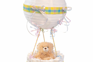 Hot Air Balloon Diaper Cake – Baby Shower Centerpiece Gift (Handmade)