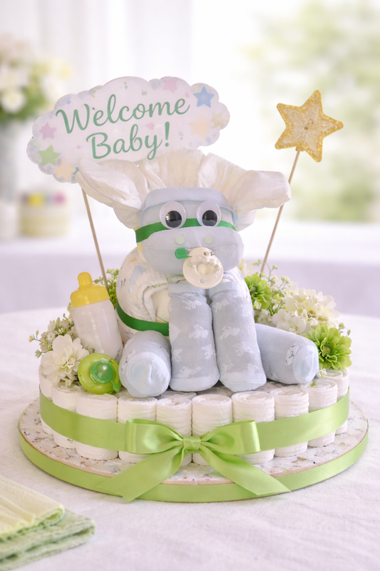 Dinosaur Diaper Cake Baby Boy Centerpiece