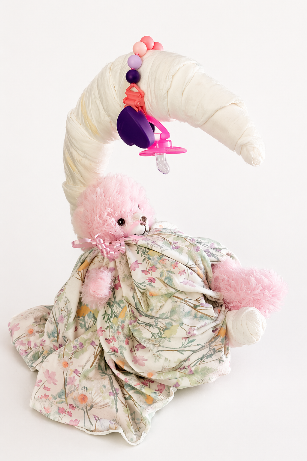 Over the Moon Girl Baby Shower Diaper Cake Centerpiece