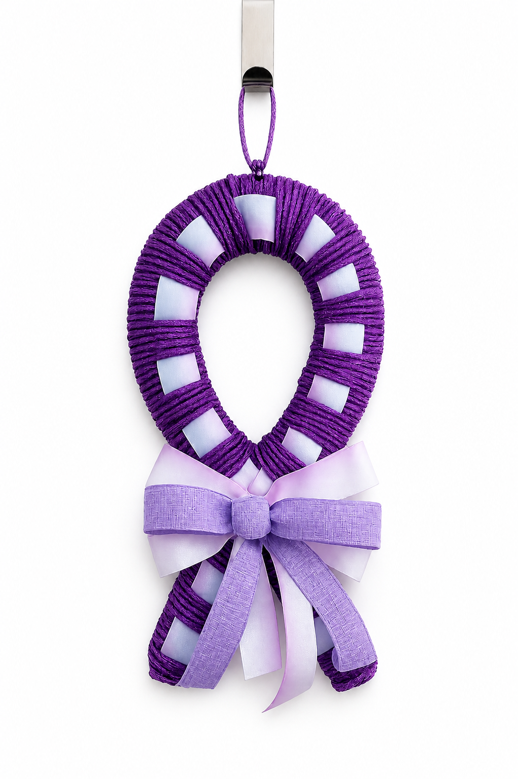 Purple Awareness Ribbon Door Hanger – Handmade Support & Hope Decor