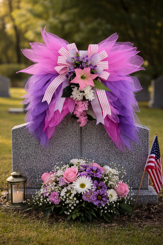 Handmade Memorial Cemetery Wreath – Custom Headstone Grave Décor