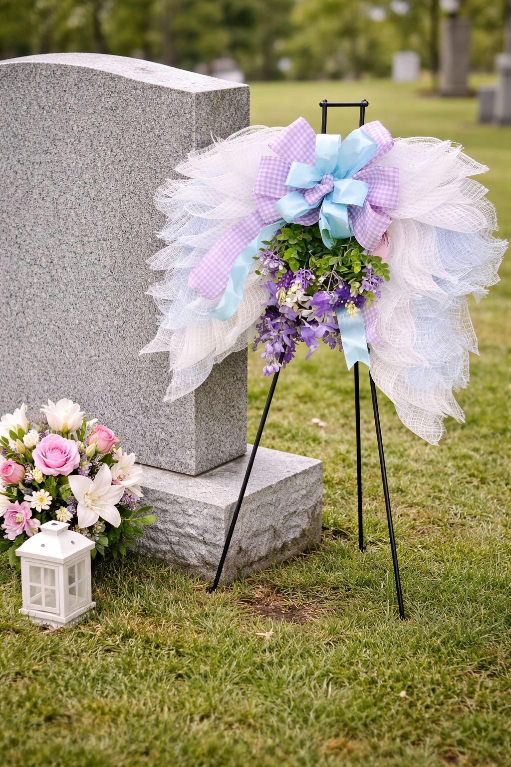 Handmade Memorial Cemetery Wreath – Custom Headstone Grave Décor