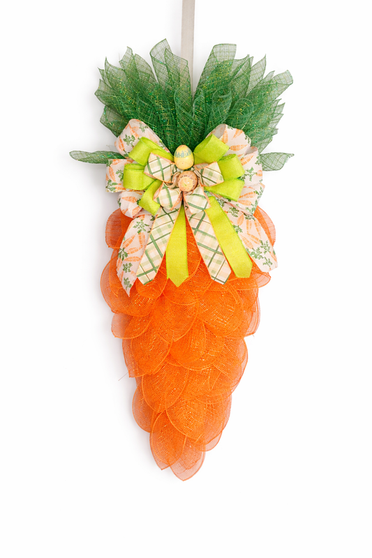 Handmade Carrot Easter Wreath – Orange Spring Front Door Décor