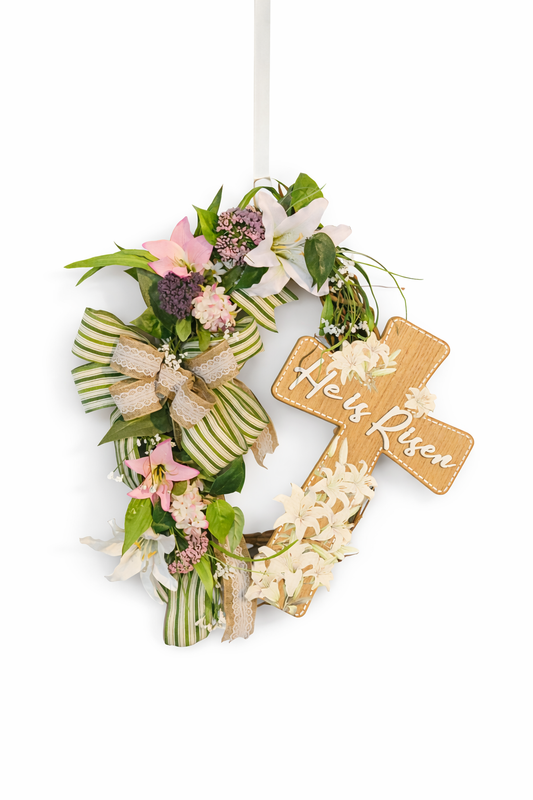 Handmade He Is Risen Grapevine Wreath – Christian Easter Spring Décor
