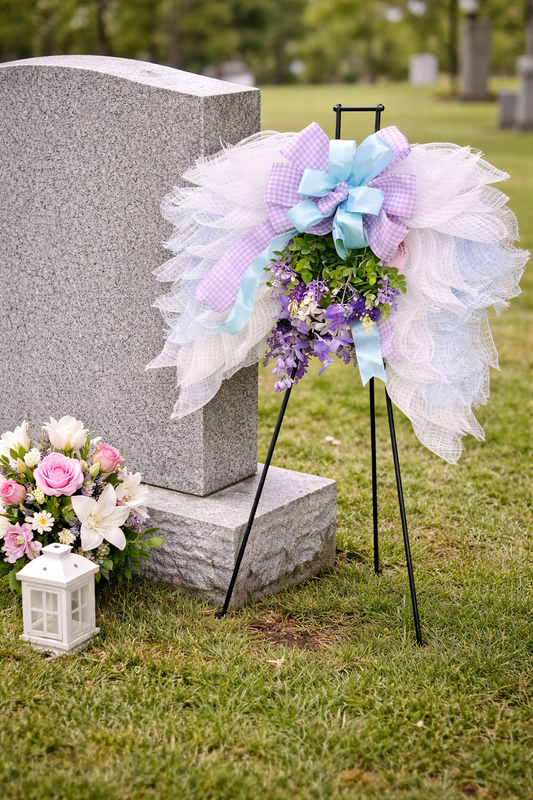 Handmade Angel Wing Wreath – Memorial Sympathy Front Door Décor